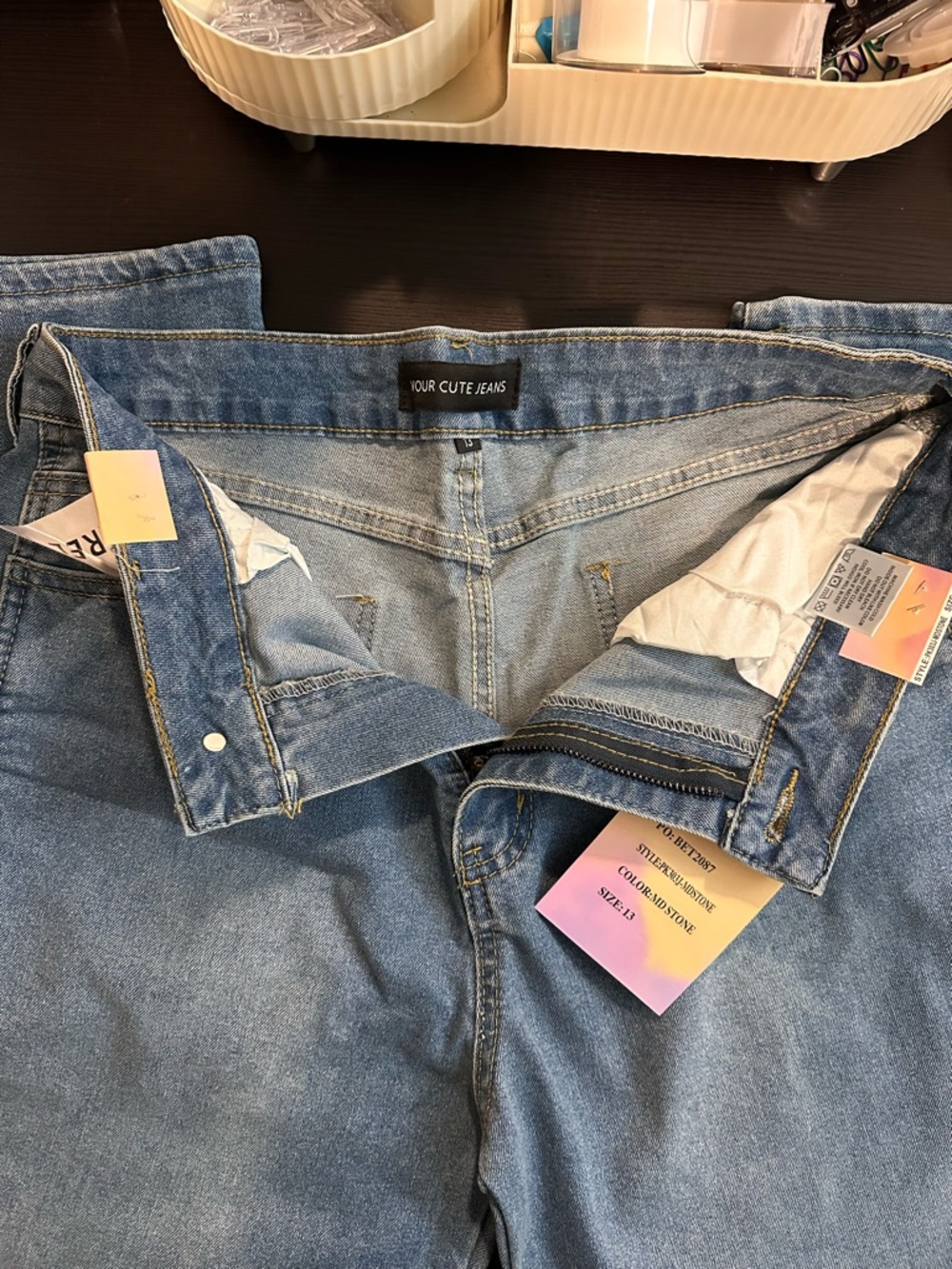 Barrel Leg Wide-Leg Jeans in Medium Blue - Picture 3 of 4